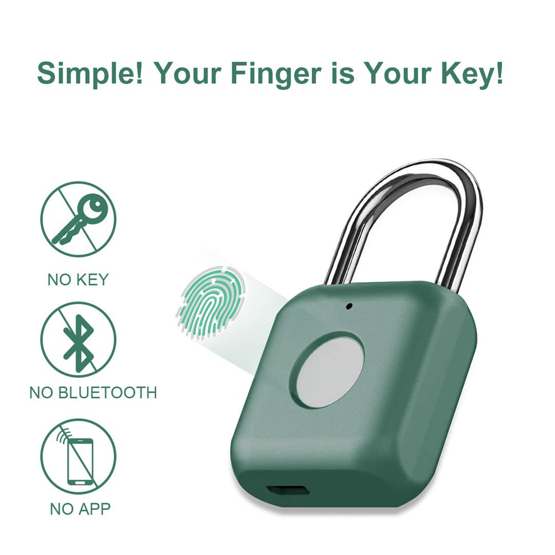 Lagereinheiten Koffer eLinkSmart Fingerabdruck-Vorhängeschloss Mini Smart Vorhängeschloss Keyless USB-Aufladung Biometrisch Hohe Sicherheitsverriegelung für Gym Locker Gepäck Shed Locker 